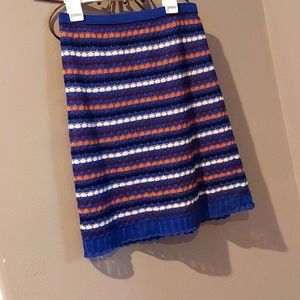 M Missoni Knit Multi Color Skirt Blue Tan Black 38